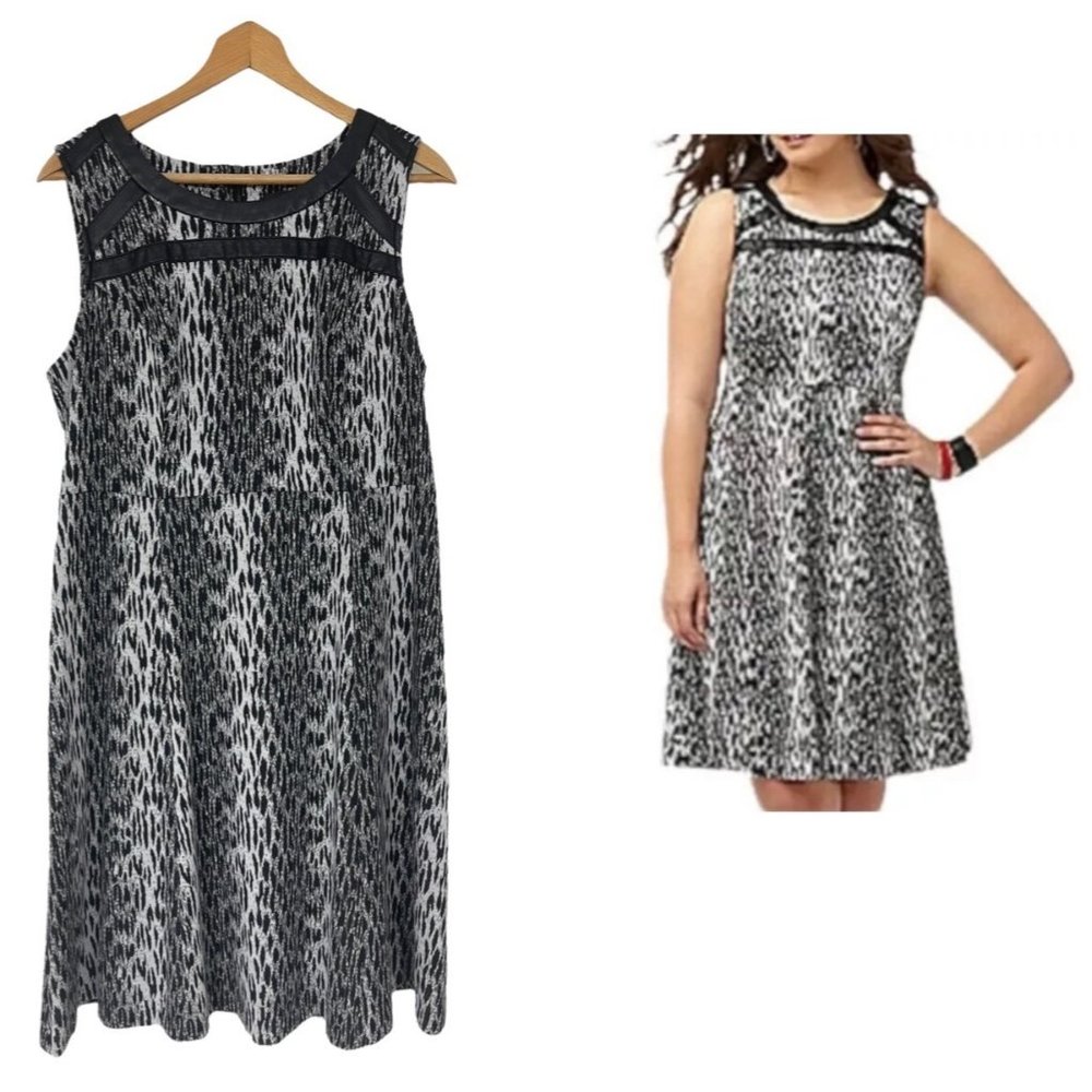 Size 28 4X ANIMAL PRINT KNIT FIT & FLARE MIDI DRESS Day/Evening Party PLUS SIZE